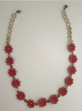 Flory Crystal Red Beads Necklace For Women- שרשרת חרוזים פרח אדום משולבת קריסטלים