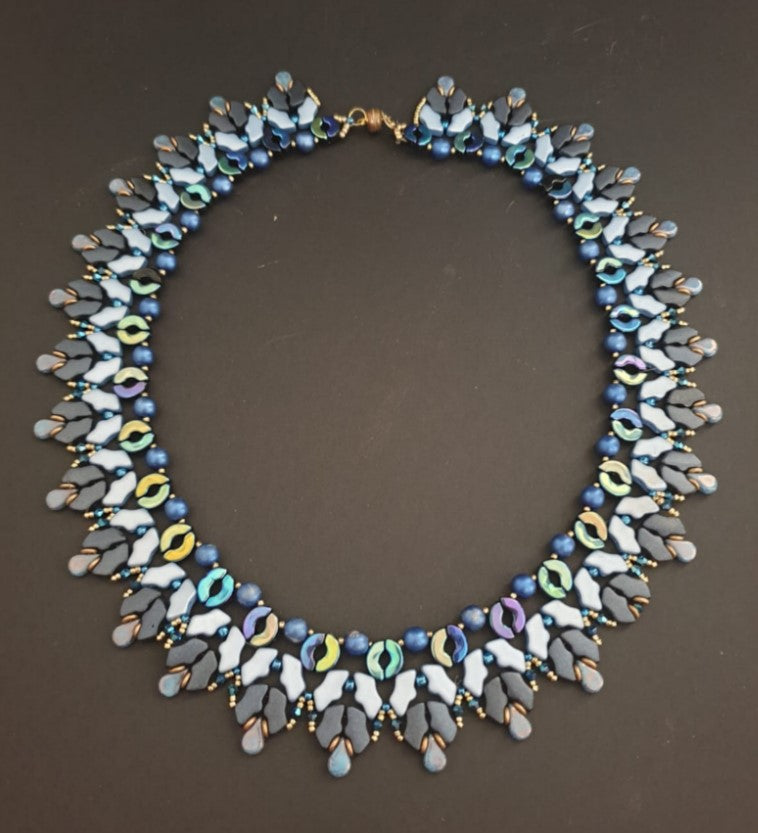 Blue Crystal Beads Necklace For Women-שרשרת קריסטלים וחרוזי ונציה