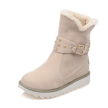 Waterproof Snow Boots Women Winter Fashion Casual Rivet Belt  Ankle Boots Big Size 34-43 Shoes