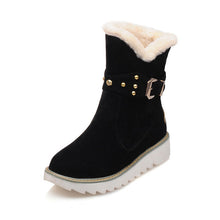 Waterproof Snow Boots Women Winter Fashion Casual Rivet Belt  Ankle Boots Big Size 34-43 Shoes